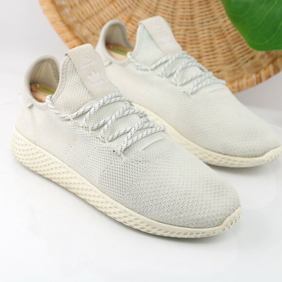 Adidas Originals Pharell Williams Mens Sneaker Size 8 Cream White Knit Shoe - Picture 2 of 12